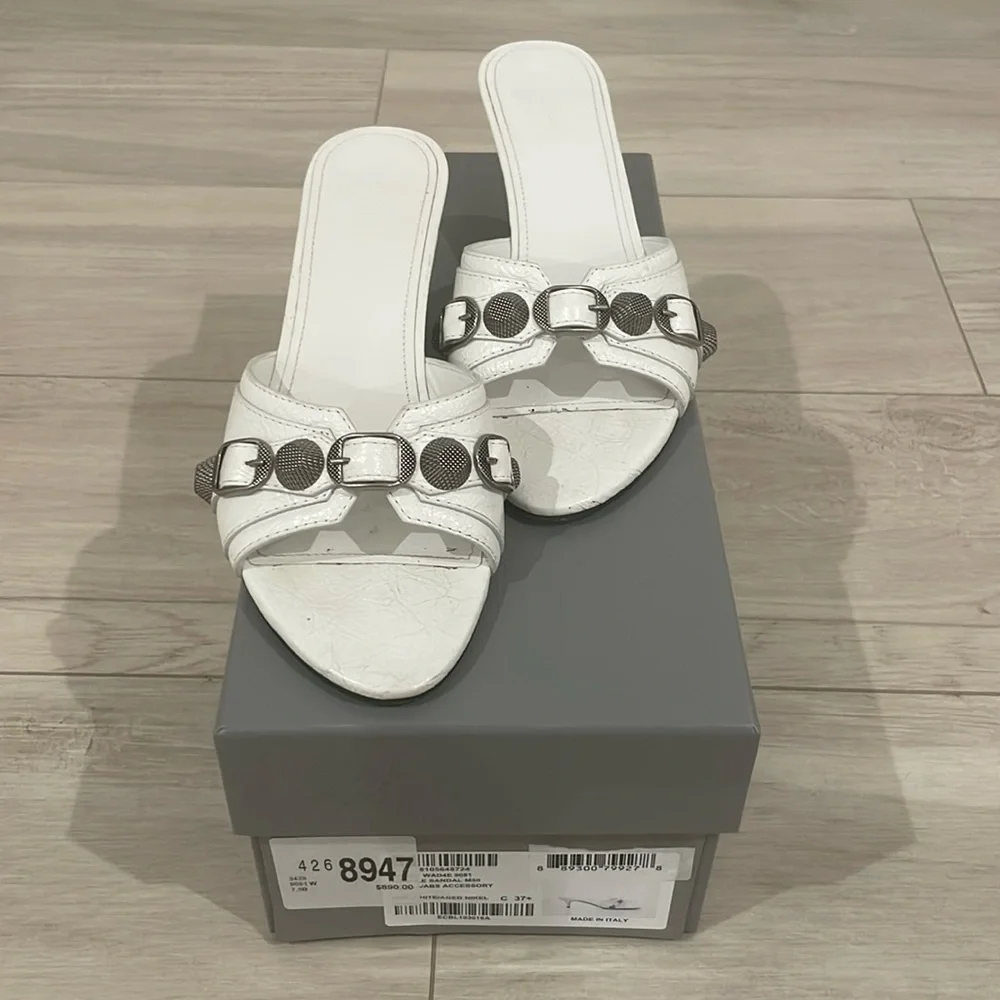 Balenciaga Cagole Mule in White Size 7.5 - Picture 2 of 15